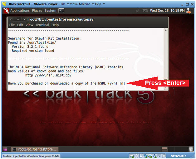 ? Wed Dec 28, 10:18 PM BackTrack5R1 - VMware Player File Virtual Machine Help Applications Places System * root@bt: /pentest/