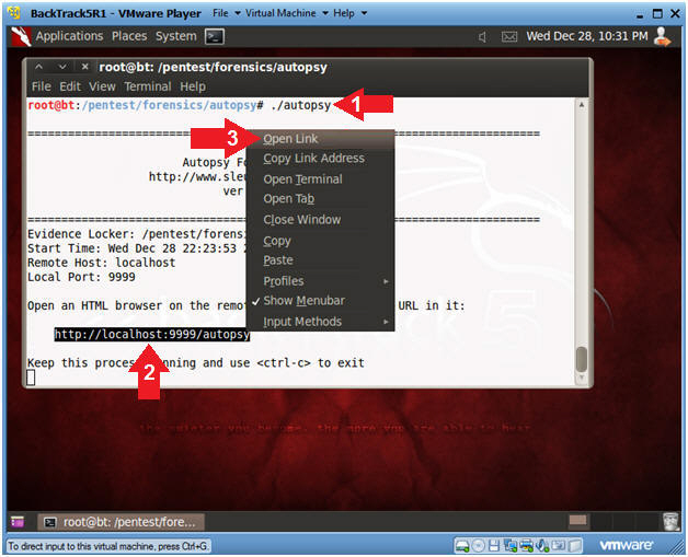 X Wed Dec 28, 10:31 PM BackTrack5R1 - VMware Player File Virtual Machine Help Applications Places System * root@bt: /pentest/