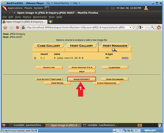 BackTrackSRI - VMware Player File Virtual Machine - Help - OX Applications Places System Fri Dec 30, 12:03 PM * Open Image In