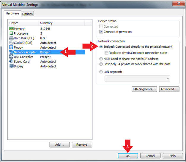 Virtual Machine Settings Hardware Options Device Summary Memory 512 MB Processors 2 Hard Disk (IDE) 8 GB CD/DVD (IDE) Auto de