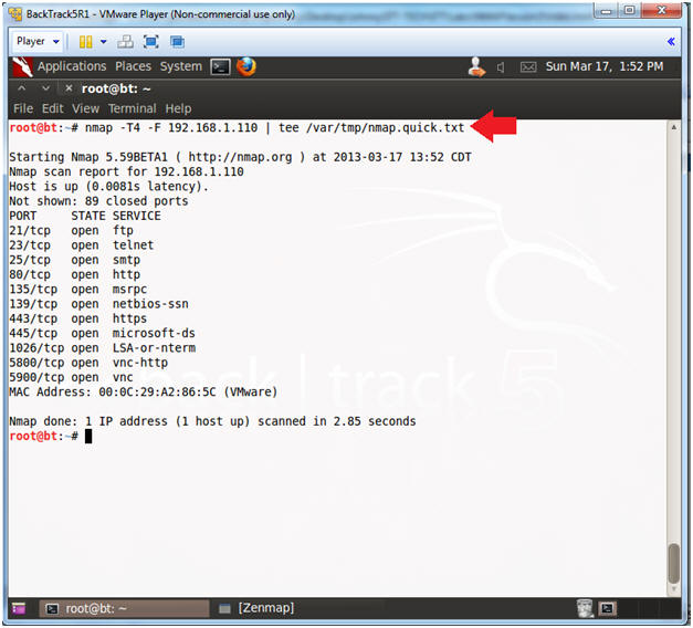 Lesson 3: Use ZENMAP and NMAP BackTrack R1